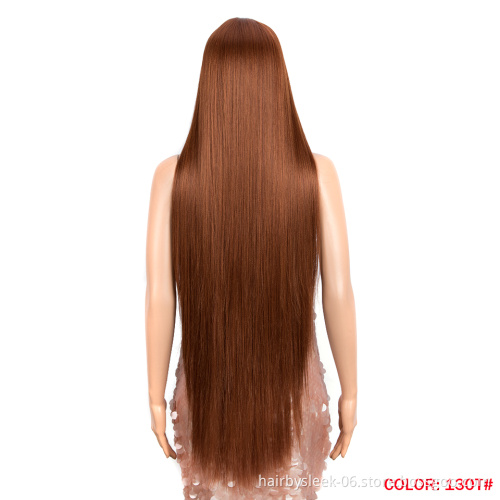 Rebecca fashion 38 inches Wholesale price synthetic wigs female 613 color Super straight long synthetic hair wigs for women